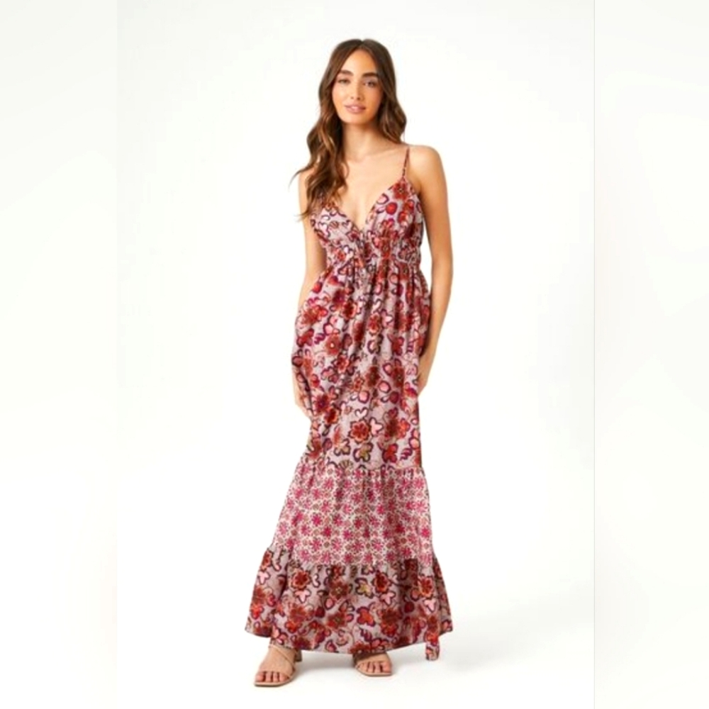 Tiered Reworked Floral Maxi Dress Sz S